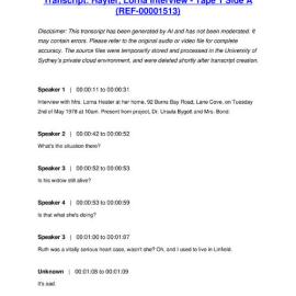 Hayter, Lorna Interview - Tape 1 Side A - Transcript