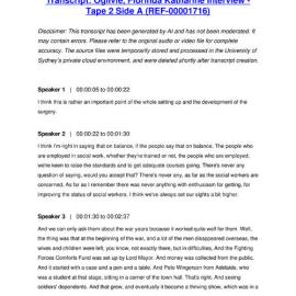 Ogilvie, Florinda Katharine Interview - Tape 2 Side A - Transcript