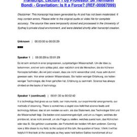 Lecture 1 by Professor Sir Hermann Bondi - Gravitation: Is It a Force? - Transcript