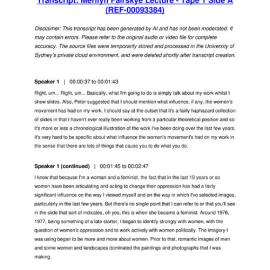 Merilyn Fairskye Lecture - Tape 1 Side A - Transcript