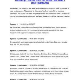 Carols from the Great Hall, Side 1 - Transcript