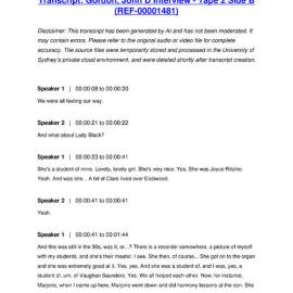 Gordon, John D Interview - Tape 2 Side B - Transcript