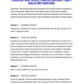 Deer, Arthur Frederick Interview - Tape 1 Side B - Transcript