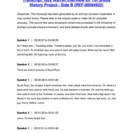 Guy Warren Interview for Tin Sheds History Project - Side B - Transcript