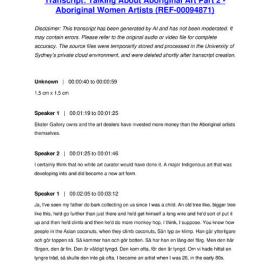 Talking About Aboriginal Art Part 2 - Aboriginal Women Artists - Transcript