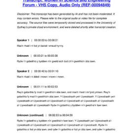 Women in Science and Engineering Forum - VHS Copy, Audio Only - Transcript