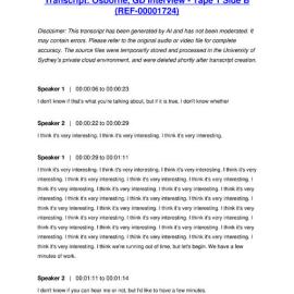 Osborne, GD Interview - Tape 1 Side B - Transcript