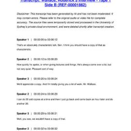 Wallace, Roderick J Interview - Tape 1 Side B - Transcript