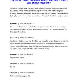 Gunz, Frederick Walter Interview - Tape 1 Side B - Transcript