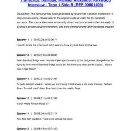 Halliday, Michael Alexander Kirkwood Interview - Tape 1 Side B - Transcript