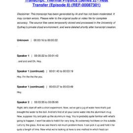 Thermal Physics (Series 2) - Heat Transfer (Episode 8) - Transcript