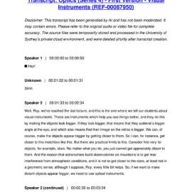 Optics (Series 4) - First Version - Visual Instruments - Transcript