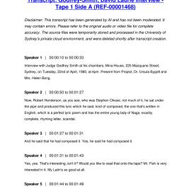 Godfrey-Smith, David Laurie Interview - Tape 1 Side A - Transcript