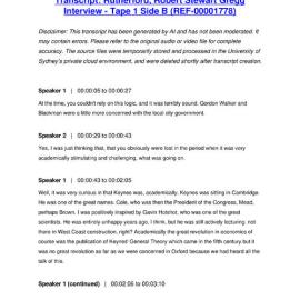 Rutherford, Robert Stewart Gregg Interview - Tape 1 Side B - Transcript