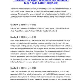 Gallagher, Clifford Harold Interview - Tape 1 Side A - Transcript