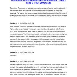 Collis-George, Neville Interview - Tape 1 Side B - Transcript