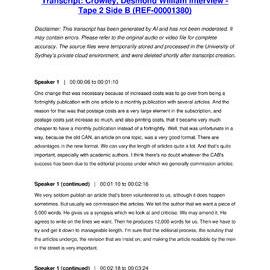 Crowley, Desmond William Interview - Tape 2 Side B - Transcript