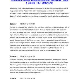 Kemp, Haddon Reginald Interview - Tape 1 Side B - Transcript