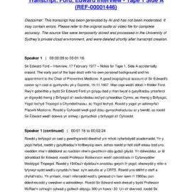 Ford, Edward Interview - Tape 1 Side A - Transcript