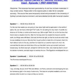 Optics (Series 4) - Second Version, Not Used - Episode 1 - Transcript