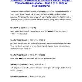 Le Sventure di Tristano e Isotta - Maggio - Varliano (Giuncugnano) - Tape 1 of 3 - Side A - Transcript