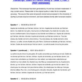 Learn a French Song 3 - Side 1, Part 1 - Transcript