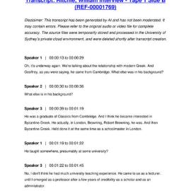 Ritchie, William Interview - Tape 1 Side B - Transcript