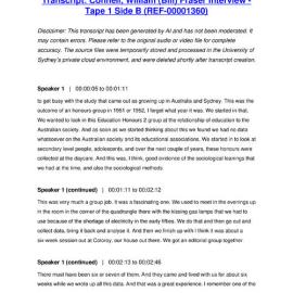 Connell, William (Bill) Fraser Interview - Tape 1 Side B - Transcript