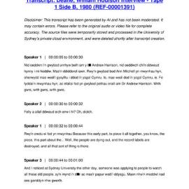 Deane, William Houison Interview - Tape 1 Side B, 1980 - Transcript