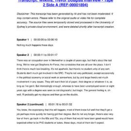 Wilkins, Trevor Douglas Interview - Tape 2 Side A - Transcript