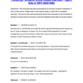 Williams, Bruce Rodda Interview - Tape 2 Side A - Transcript
