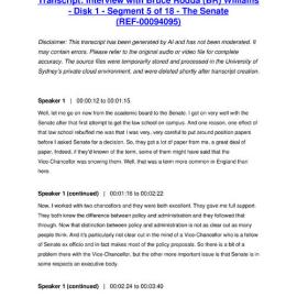 Interview with Bruce Rodda (BR) Williams - Disk 1 - Segment 5 of 18 - The Senate - Transcript