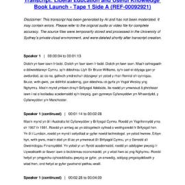 Liberal Education and Useful Knowledge' Book Launch - Tape 1 Side A - Transcript