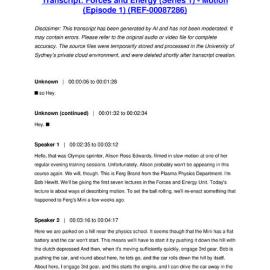 Forces and Energy (Series 1) - Motion (Episode 1) - Transcript