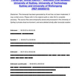 Uninet Launch - Television Link Between University of Sydney, University of Technology Sydney and University of Wollongong - Transcript