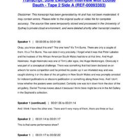 Julie Ewington Interview with Louise Dauth - Tape 2 Side A - Transcript