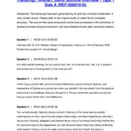 Wishart, David Sutcliffe Interview - Tape 1 Side A - Transcript