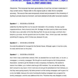 Gosper, James Murray Interview - Tape 2 Side A - Transcript