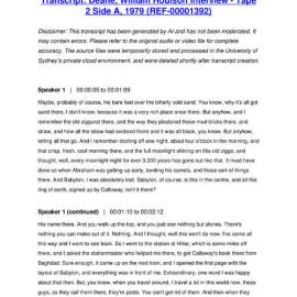 Deane, William Houison Interview - Tape 2 Side A, 1979 - Transcript