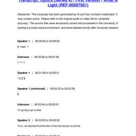 Optics (Series 4) - First Version - What is Light - Transcript