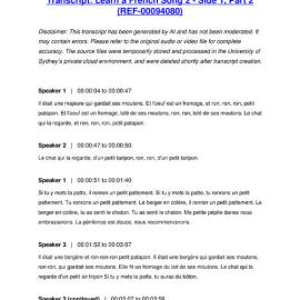 Learn a French Song 2 - Side 1, Part 2 - Transcript