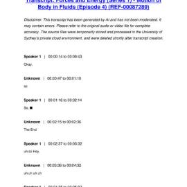 Forces and Energy (Series 1) - Motion of Body in Fluids (Episode 4) - Transcript