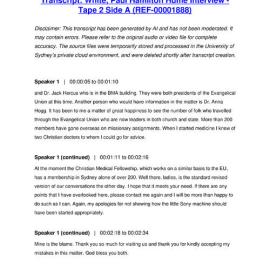 White, Paul Hamilton Hume Interview - Tape 2 Side A - Transcript