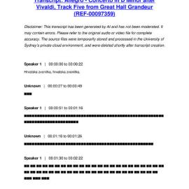 Allegro - Concerto in D Minor after Vivaldi, Track Five from Great Hall Grandeur - Transcript