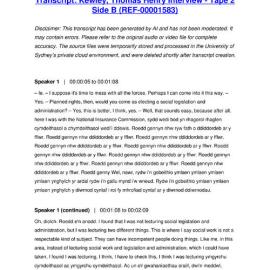 Kewley, Thomas Henry Interview - Tape 2 Side B - Transcript