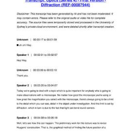 Optics (Series 4) - First Version - Diffraction - Transcript