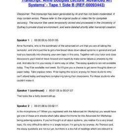Anne Douglas Lecture 'Advanced Art Systems' - Tape 1 Side B - Transcript