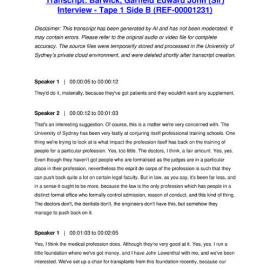 Barwick, Garfield Edward John (Sir) Interview - Tape 1 Side B - Transcript