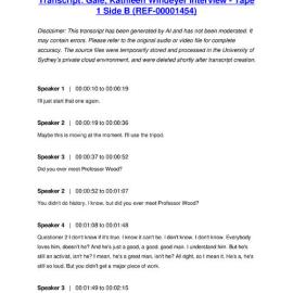 Gale, Kathleen Windeyer Interview - Tape 1 Side B - Transcript