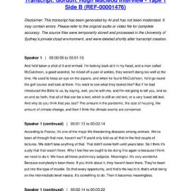 Gordon, Hugh Macleod Interview - Tape 1 Side B - Transcript